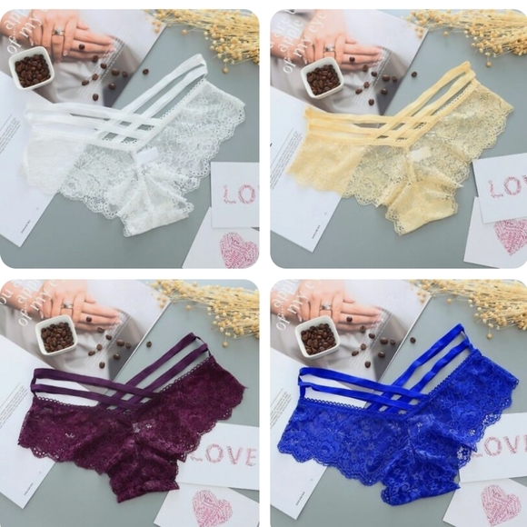 New 5-pack Floral Lace Lattice Panty Set Size One Size - Picture 4 of 8